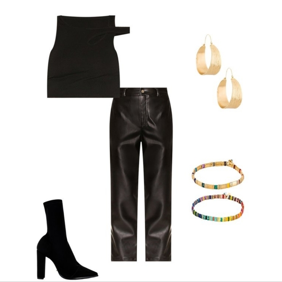 BCBGENERATION High-Rise Straight-Leg Faux Leather Black Pants - Picture 3 of 10